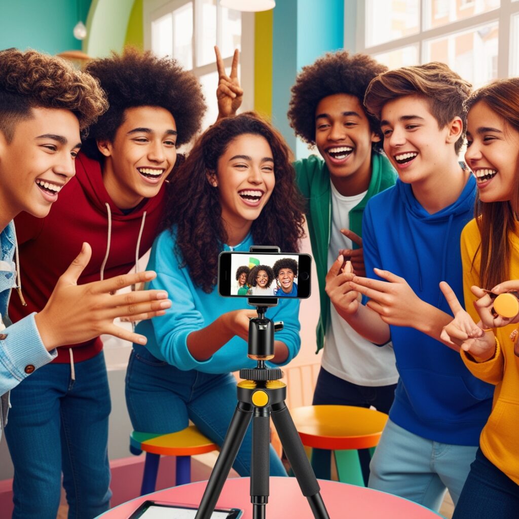 Influenciadores gravando vídeo para o YouTube